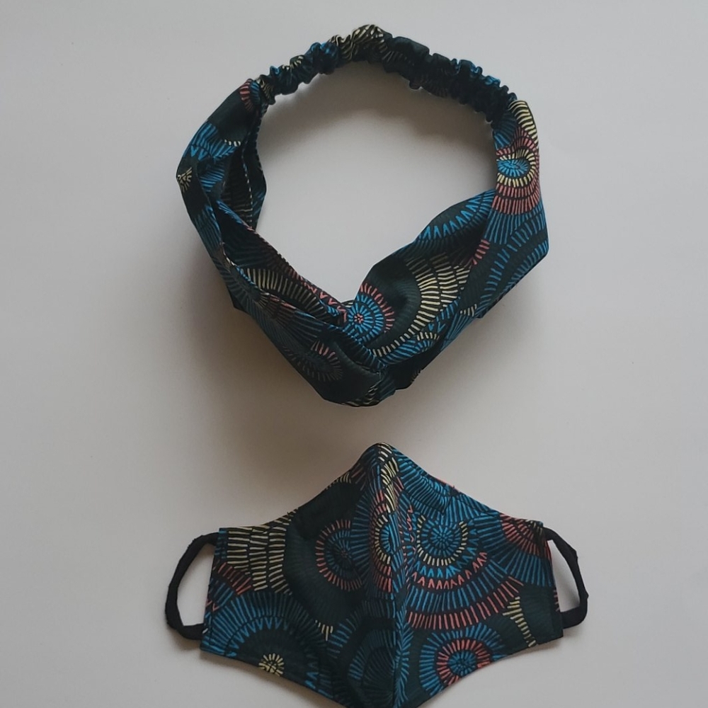 Turban Headband and Face Mask Set